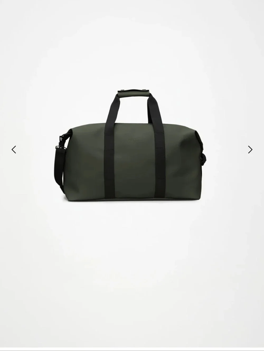 Rains Olive Green Waterfroof Duffel Bag with Black Straps